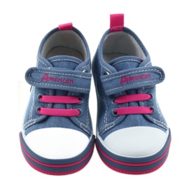Sneakers pour enfants American Club bleu avec velcro 28/19 rose 3