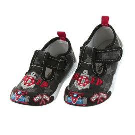Baskets enfant American Club noires avec velcro 26/19 le noir gris rouge 4