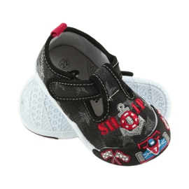Baskets enfant American Club noires avec velcro 26/19 le noir gris rouge 2