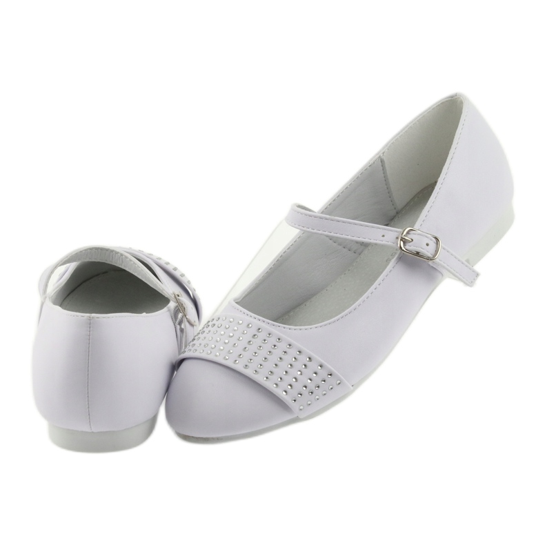 Escarpins, chaussures pour enfants, ballerines, strass de communion American Club 11/19 blanc 5