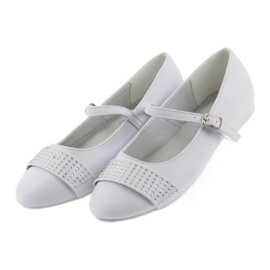 Escarpins, chaussures pour enfants, ballerines, strass de communion American Club 11/19 blanc 4
