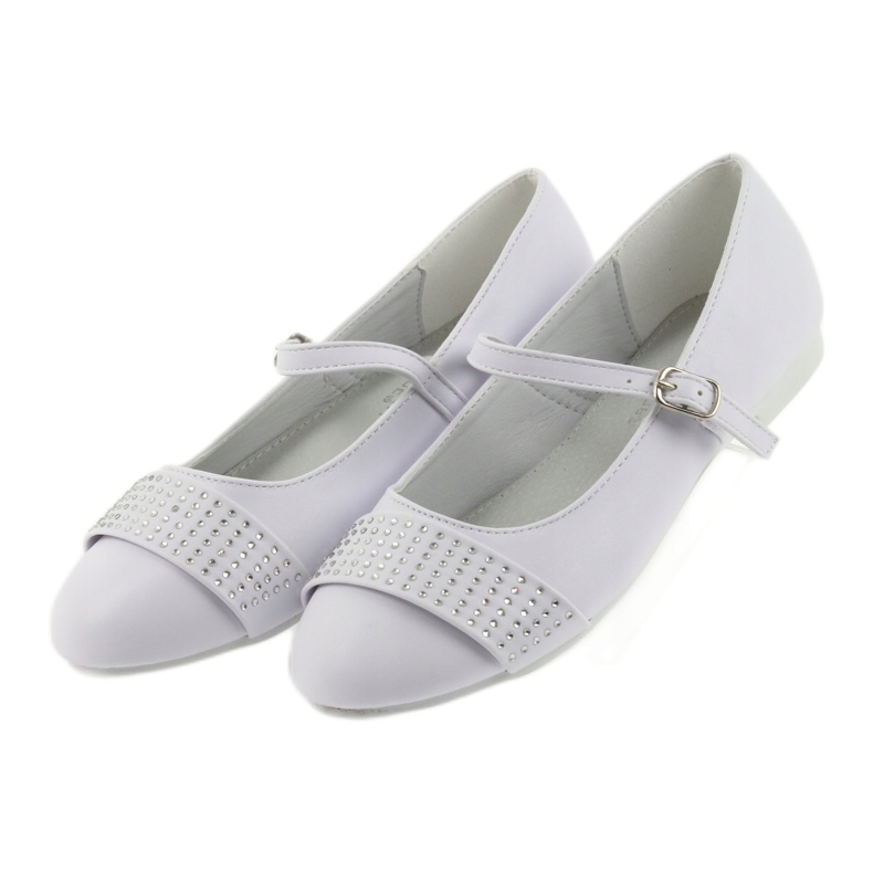 Escarpins, chaussures pour enfants, ballerines, strass de communion American Club 11/19 blanc 4
