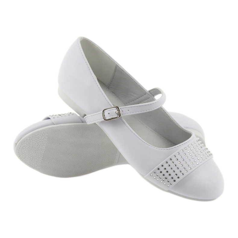 Escarpins, chaussures pour enfants, ballerines, strass de communion American Club 11/19 blanc 3