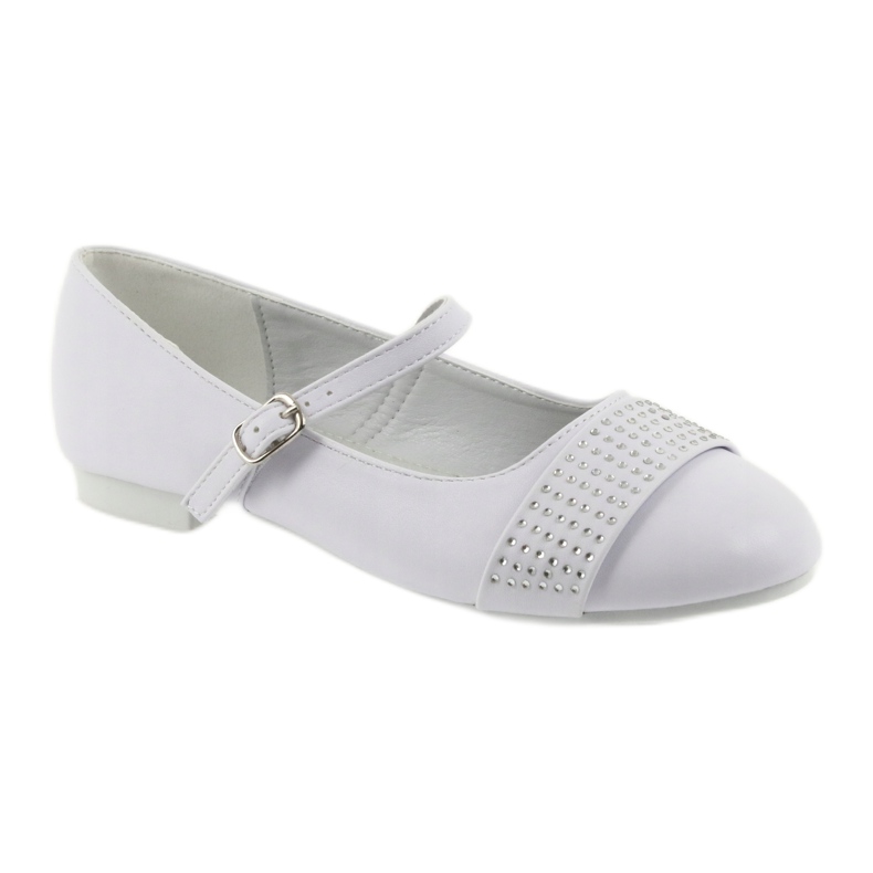 Escarpins, chaussures pour enfants, ballerines, strass de communion American Club 11/19 blanc 1