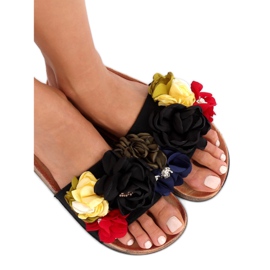 Chaussons noirs pour femmes P-848 Noir le noir multicolore 1