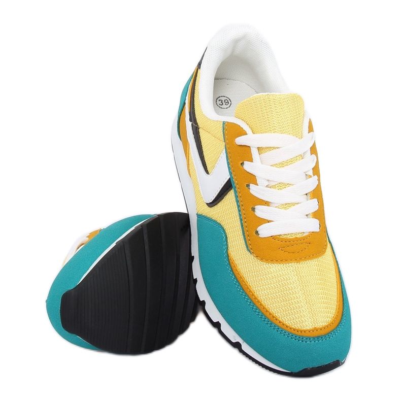 Jaune-turquoise CB-02 Chaussures de sport jaunes bleu 1
