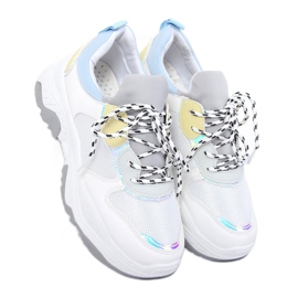 Chaussures de sport blanches et bleues B0-63 BLANC / BLEU 1