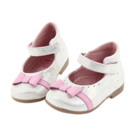 Ballerines velcro chaussures enfants Ren But 1493 DISKO blanc gris rose 4