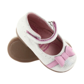 Ballerines velcro chaussures enfants Ren But 1493 DISKO blanc gris rose 3