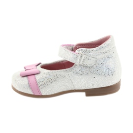 Ballerines velcro chaussures enfants Ren But 1493 DISKO blanc gris rose 2