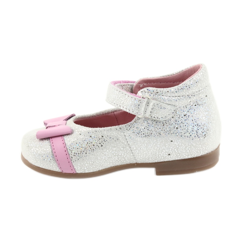 Ballerines velcro chaussures enfants Ren But 1493 DISKO blanc gris rose 2