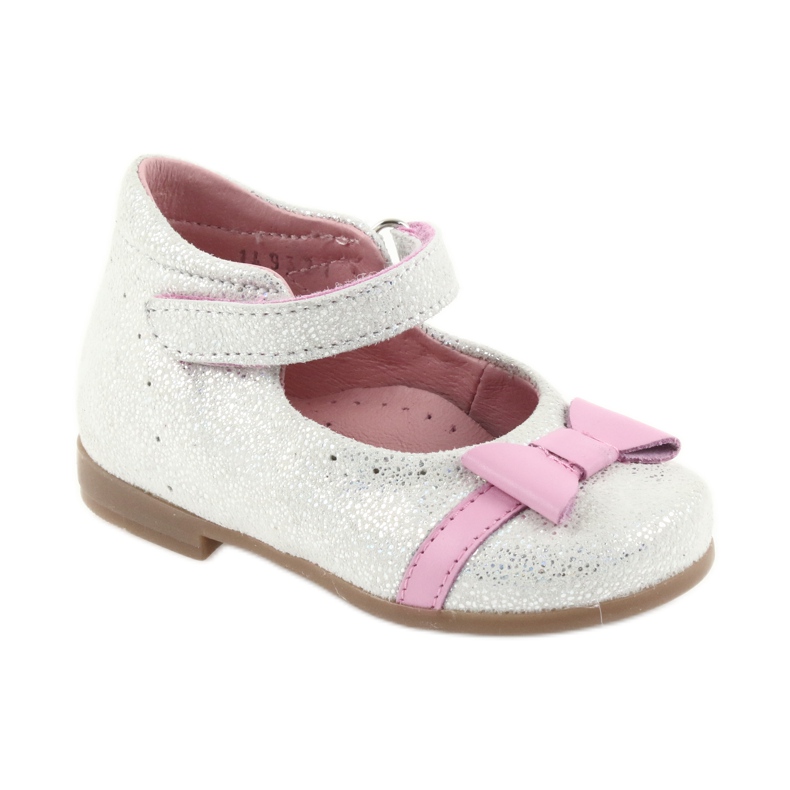 Ballerines velcro chaussures enfants Ren But 1493 DISKO blanc gris rose 1