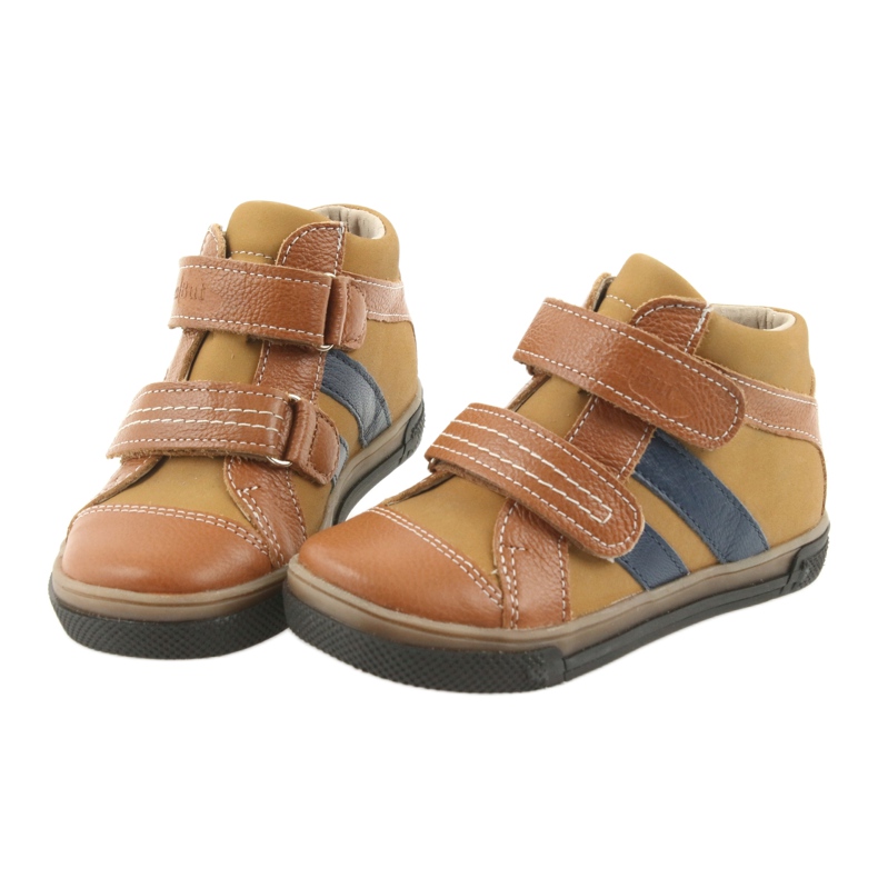 Bottines chaussures pour enfants Velcro Ren But 3225 rouge / grenat brun 3