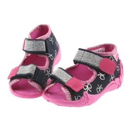 Befado chaussons chaussures enfants 242P089 bleu marine rose gris 4
