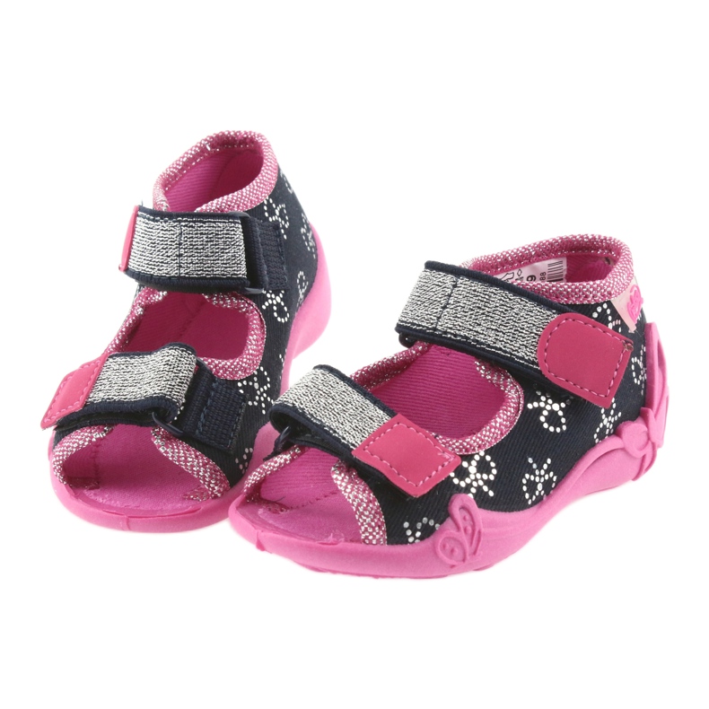 Befado chaussons chaussures enfants 242P089 bleu marine rose gris 4