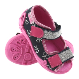 Befado chaussons chaussures enfants 242P089 bleu marine rose gris 3