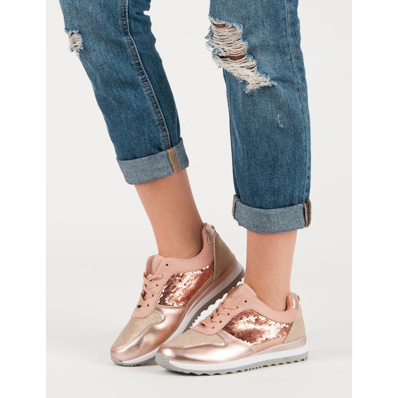 Chaussures de sport à paillettes rose 2