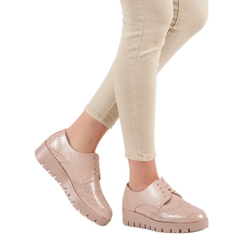 Comer Chaussures à lacets rose 2