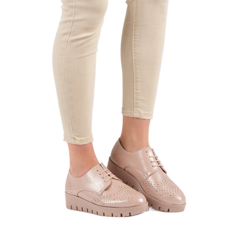 Comer Chaussures à lacets rose 1