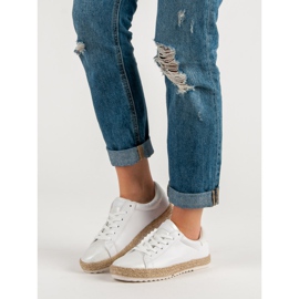 Espadrilles nouées blanc gris 2