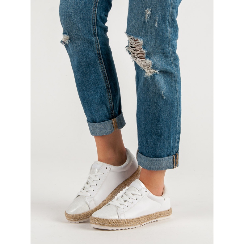 Espadrilles nouées blanc gris 2