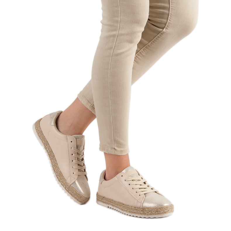 Espadrilles nouées brun jaune 2