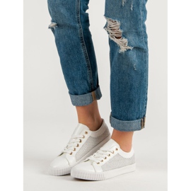 Baskets basses avec maille blanc 2