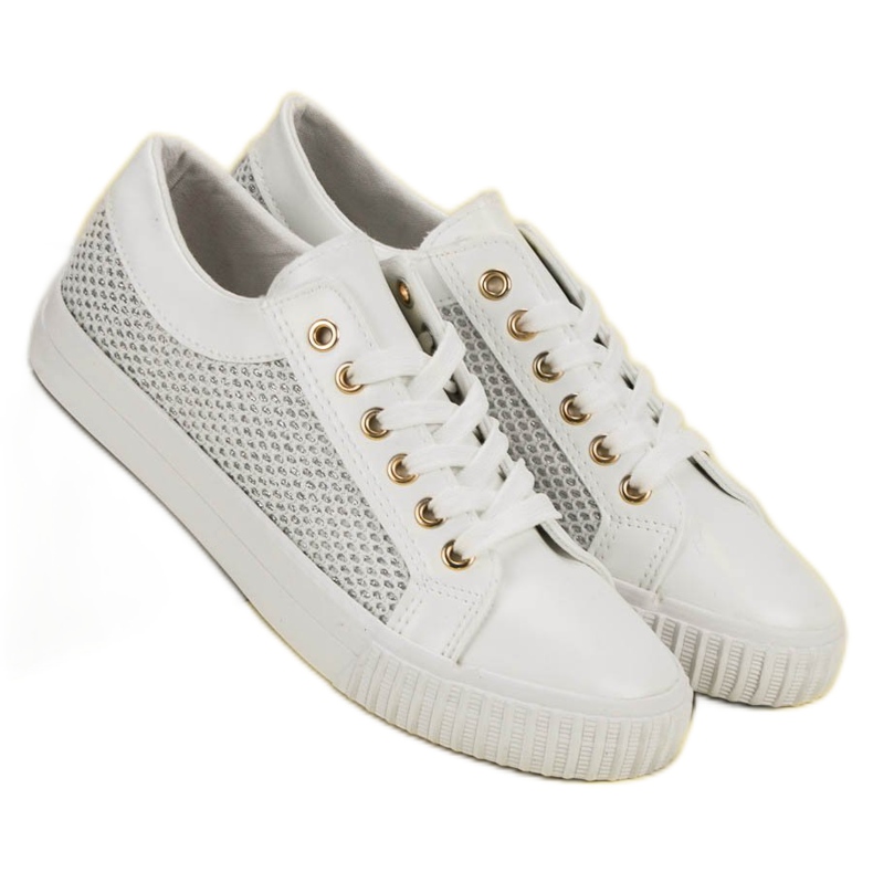 Baskets basses avec maille blanc 1