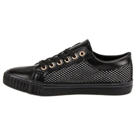 Baskets basses avec maille le noir 2