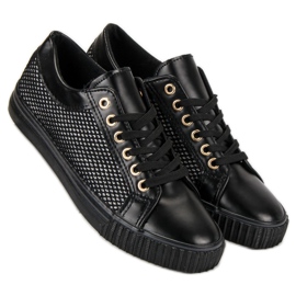 Baskets basses avec maille le noir 6