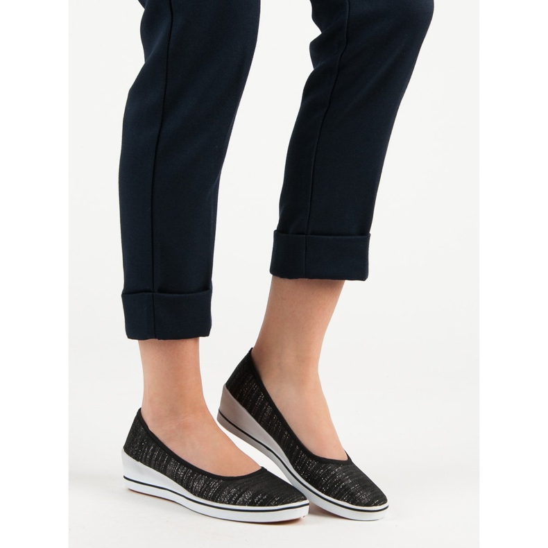 Comer Ballerine Noire Sur Compensée 1