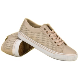 Baskets basses avec maille brun 1