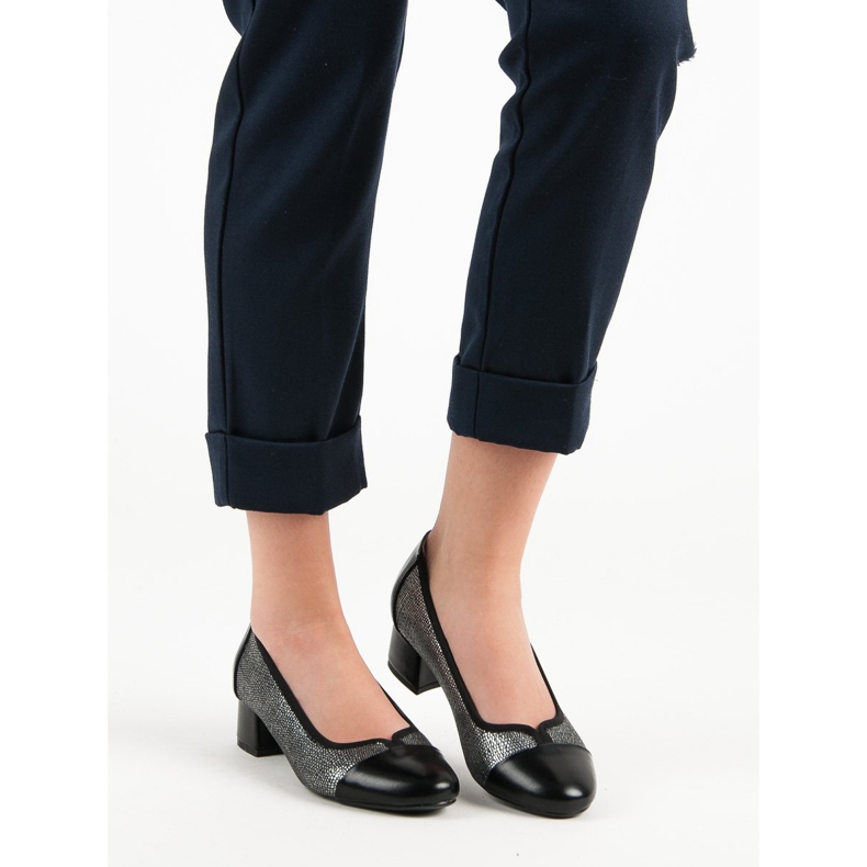 Escarpins sur le talon plat VINCEZA noir gris 1