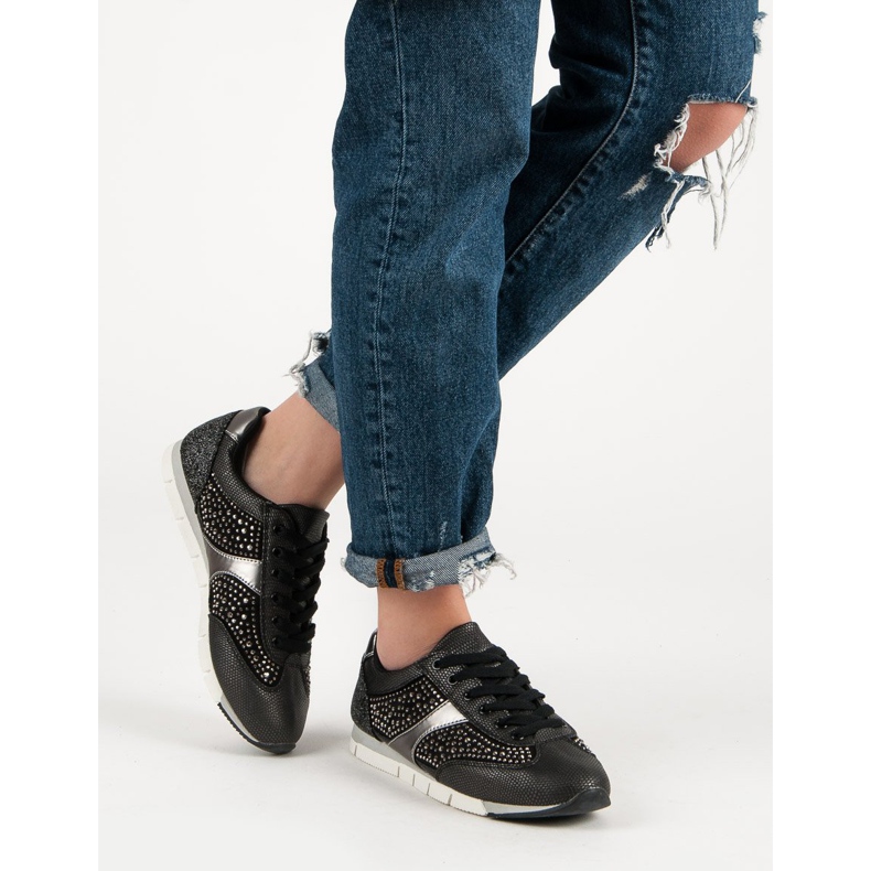 Kylie Chaussures de sport avec cristaux noir 1