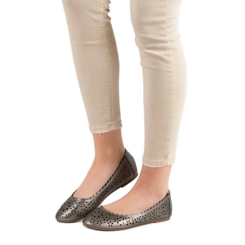 Ballerines ajourées VINCEZA gris 2