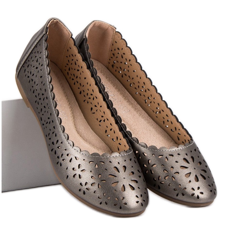 Ballerines ajourées VINCEZA gris 1