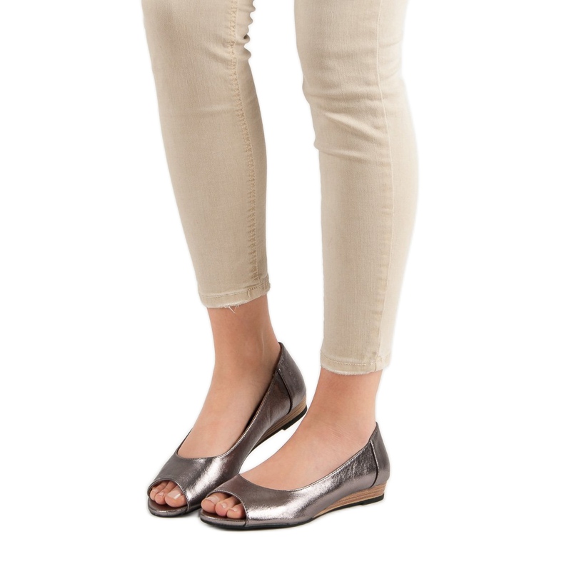 Ballerines à bout ouvert VINCEZA gris 2 Ballerines à bout ouvert VINCEZA gris 2