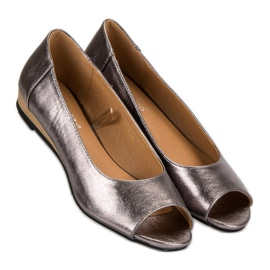 Ballerines à bout ouvert VINCEZA gris 1 Ballerines à bout ouvert VINCEZA gris 1