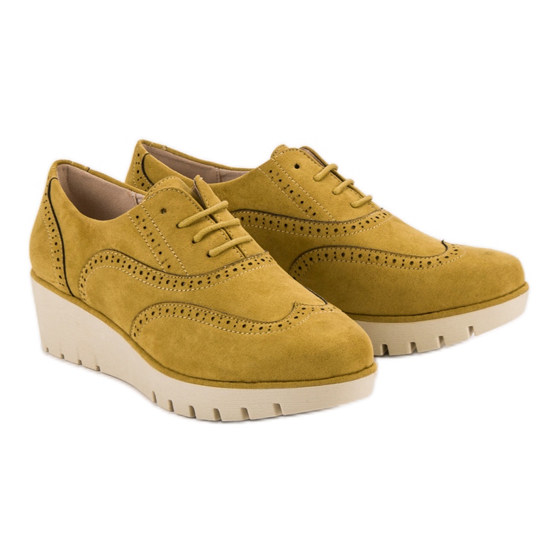 Corina Chaussures compensées moutarde jaune 1