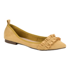 Corina Ballerines en daim à volants jaune 3