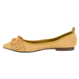 Corina Ballerines en daim à volants jaune 4