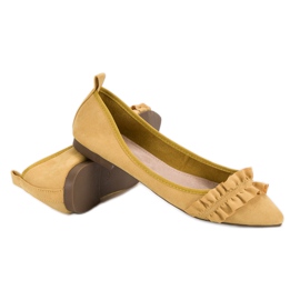 Corina Ballerines en daim à volants jaune 5