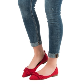 Corina Ballerines en daim à volants rouge 1