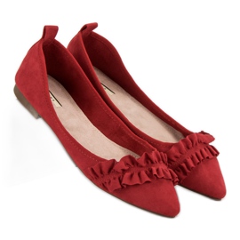 Corina Ballerines en daim à volants rouge 6