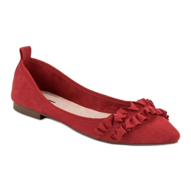 Corina Ballerines en daim à volants rouge 3