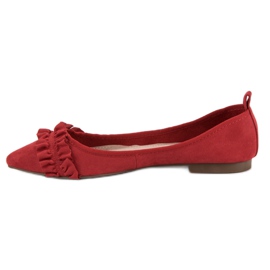 Corina Ballerines en daim à volants rouge 4
