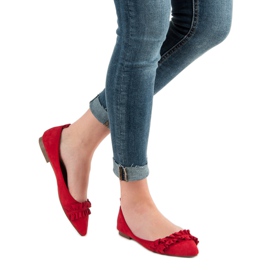 Corina Ballerines en daim à volants rouge 2