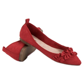 Corina Ballerines en daim à volants rouge 5