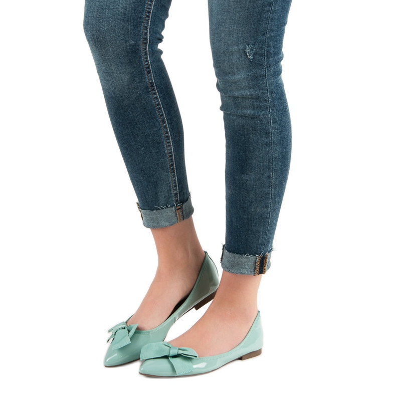 Corina Ballerines Laquées Avec Noeud vert 1