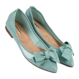 Corina Ballerines Laquées Avec Noeud vert 3
